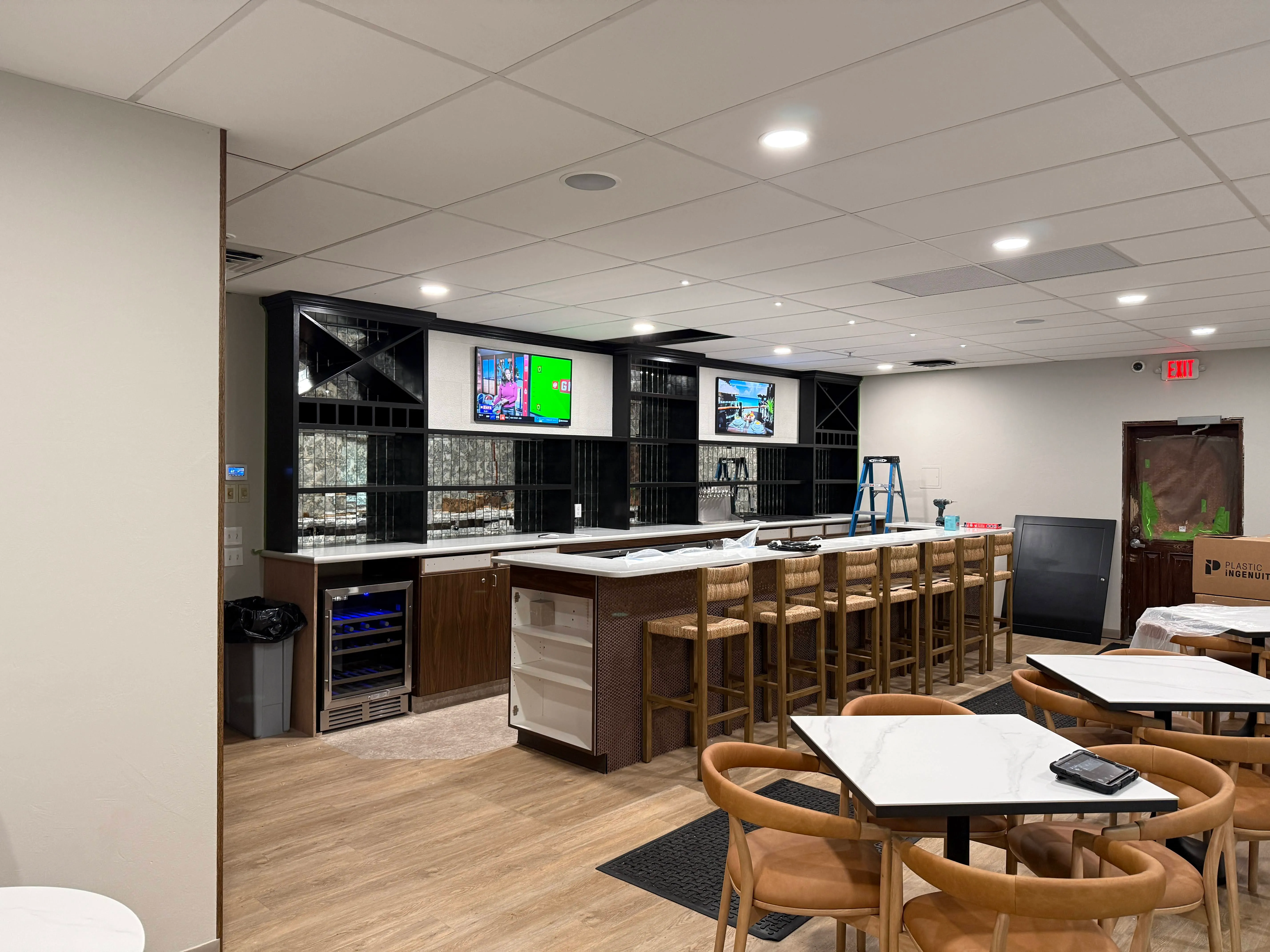 Commercial TV and entertainment setup