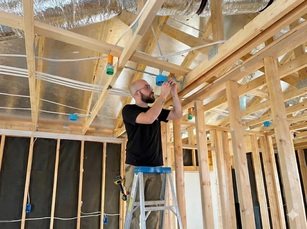 Wiring technician at work